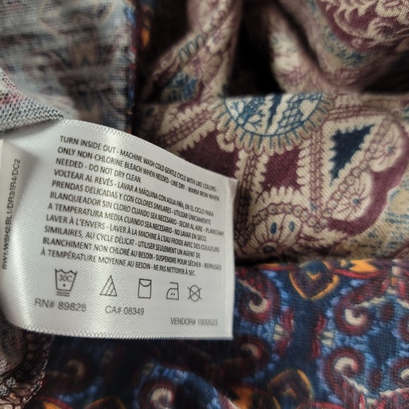 VINTAGE AMERICA BLUES MIX PURPLE PRINT PEASANT TUNIC BLOUSE WOMENS XL NWT - Picture 8 of 9